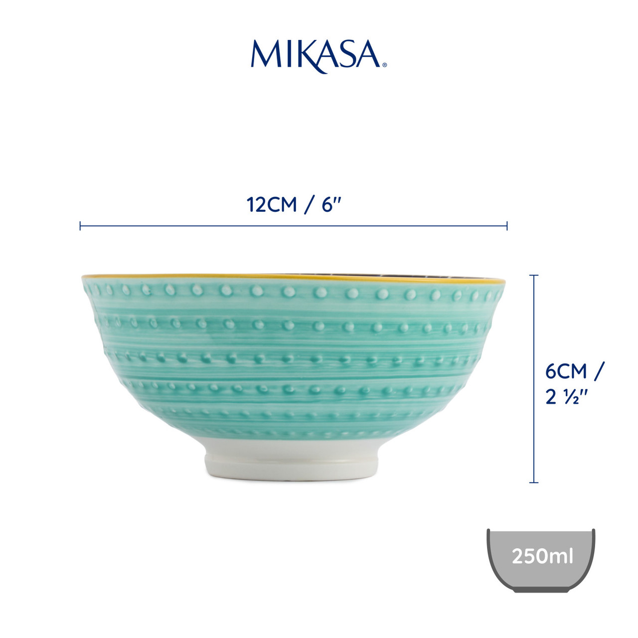 Miska Mikasa 12 cm modro-tyrkysový geometrický vzor, 250 ml, kamenina7